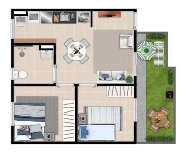 galeria_mansoes_top_life_campinas_santo_antonio_imovel_ (1) - Planta 2 dormitórios • 49,40m² + 14,24m² (final 4)